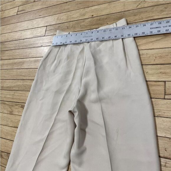 INC International Concepts Pleated Pants Women 8 Wide Cuff Cream High Rise 27x28 - Picture 7 of 16